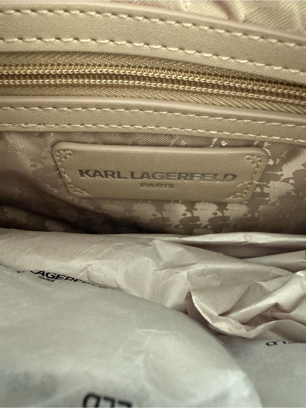 Karl Lagerfeld Voyage MediumQuilted Shoulder Bag in Truffle color - Picture 9 of 10